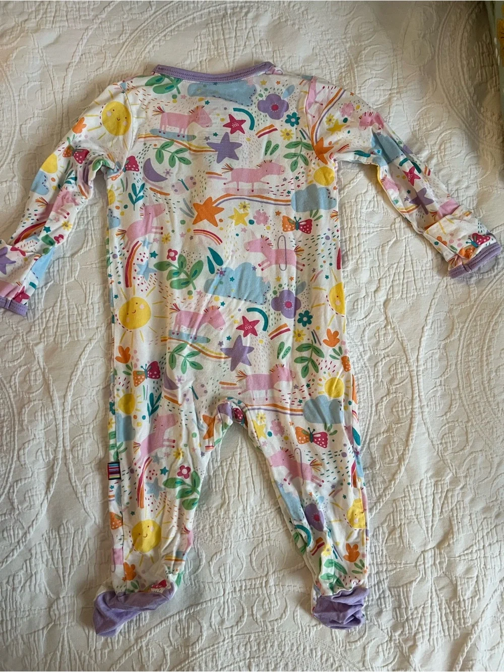 Magnetic Me Unicorn & Rainbow One-Piece Sleeper in Pastel Multi 0-3 Months
